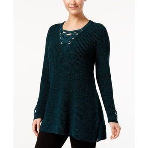 Style & Co Lace-Up Tunic Sweater S